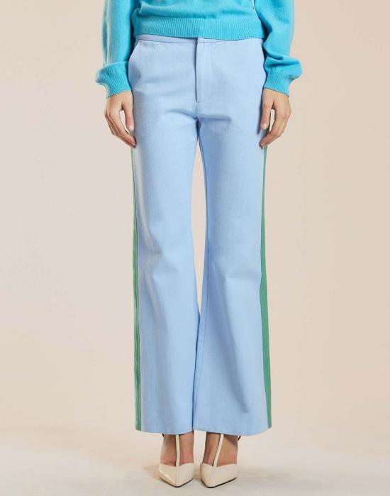  신시아 로리 크롭 팬츠 신시아 로울리 라일리 사이드 스트라이프 크롭 플레어 팬츠 블루 - CYNTHIA ROWLEY