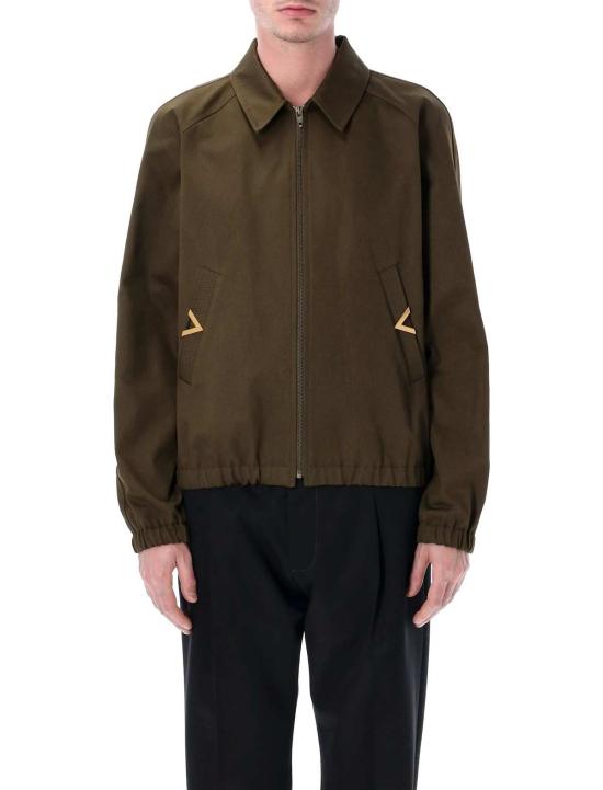  발렌티노 가라바니 자켓 코튼 재킷, V골드 디테일 밀리터리
