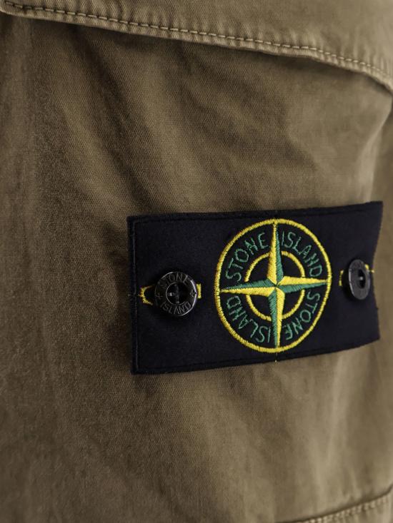  스톤 아일랜드 숏팬츠 유기농 면 반바지, 밀리터리 그린 색상 - STONE ISLAND