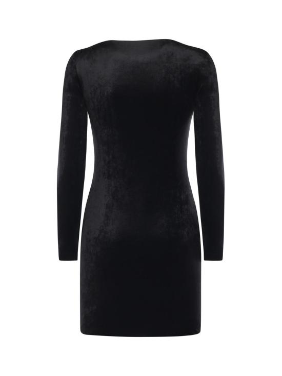  발렌시아가 미디 원피스 스위트하트 네크라인 벨벳 저지 드레스 블랙 - BALENCIAGA