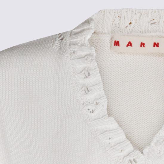  마르니 스웨터 화이트 코튼 니트  릴리 화이트 - MARNI