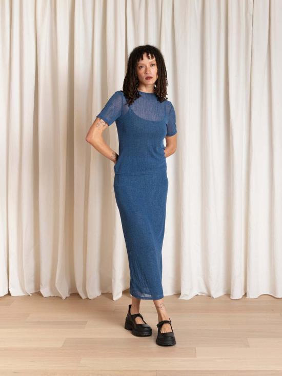  알리 골든 미디 스커트 메시 펜슬 스커트 - ALI GOLDEN