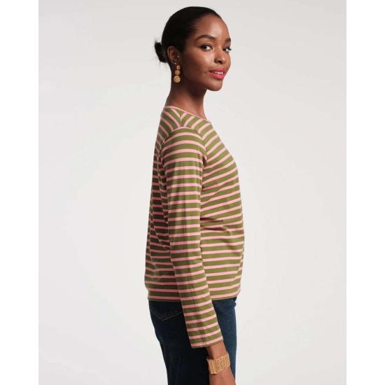  프란체스 발렌타인 긴팔 티셔츠 프랜시스 발렌타인 스트라이프 탑 (녹색/핑크) - FRANCES VALENTINE