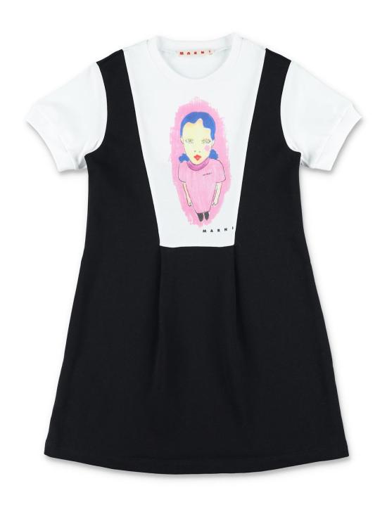  [키즈] 마르니 원피스 키즈 그래픽 프린트 코튼 드레스 블랙