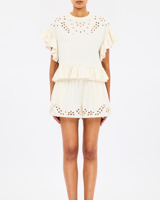  울라 존슨 블라우스 마리아나 S/S 페플럼 탑 카우리 - ULLA JOHNSON