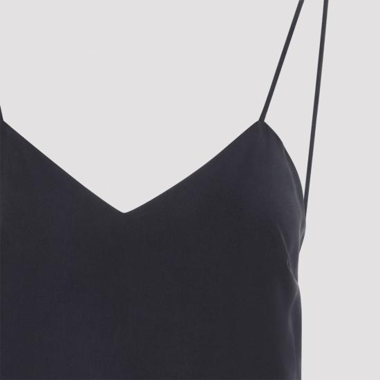  막스마라 민소매 티셔츠 막스 마라 웅기아 워시드 실크 탱크탑 네이비 블루 - MAX MARA