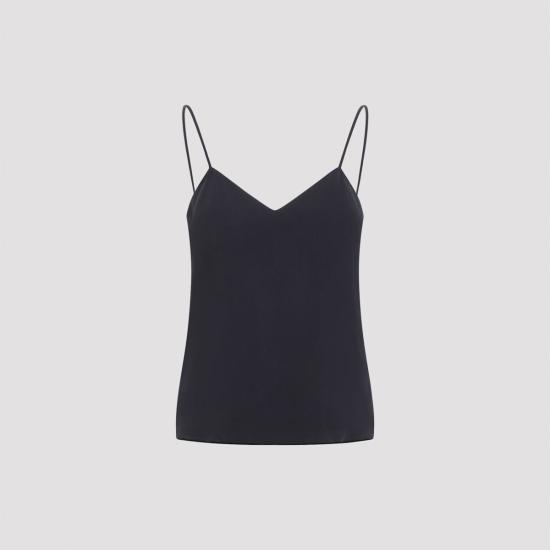  막스마라 민소매 티셔츠 막스 마라 웅기아 워시드 실크 탱크탑 네이비 블루 - MAX MARA