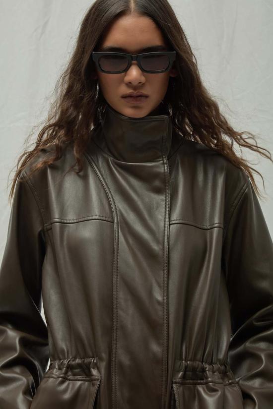  아파리 패딩 스 에디 상스 가죽 파카 딥 브라운 - APPARIS