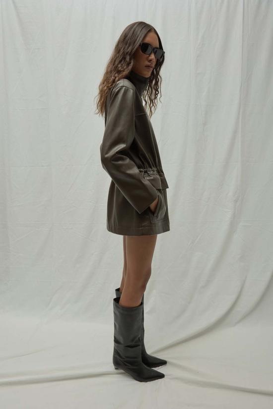  아파리 패딩 스 에디 상스 가죽 파카 딥 브라운 - APPARIS