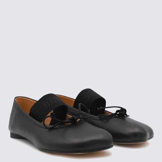  MM6 메종마르지엘라 플랫 슈즈 Mm6 메종 마르지엘라 가죽 플랫슈즈 블랙 - MM6 MAISON MARGIELA