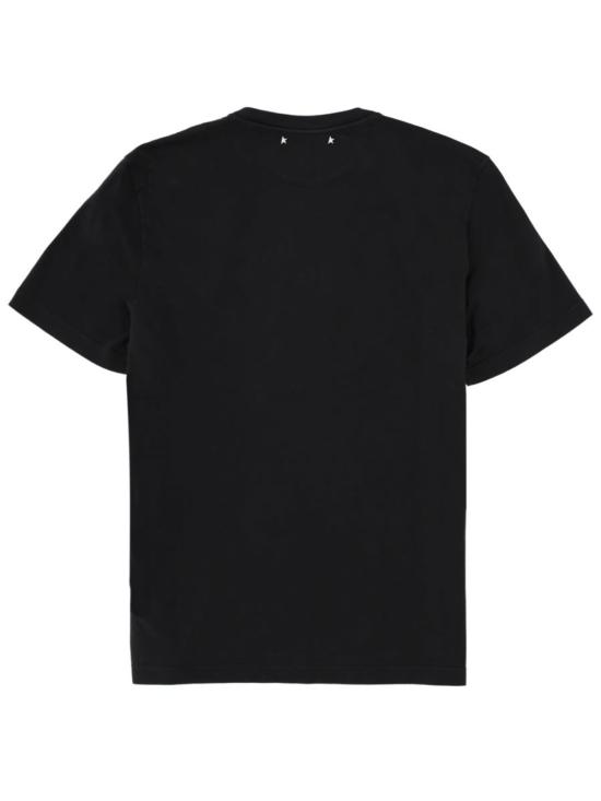  골든구스 반팔 티셔츠 골든 구스 플래그 프린트 티셔츠 블랙 - GOLDEN GOOSE