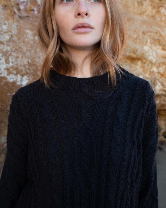  어니스트 코튼 스웨터 찰리 케이블 니트  크림/초콜릿/블랙 - HONEST COTTON