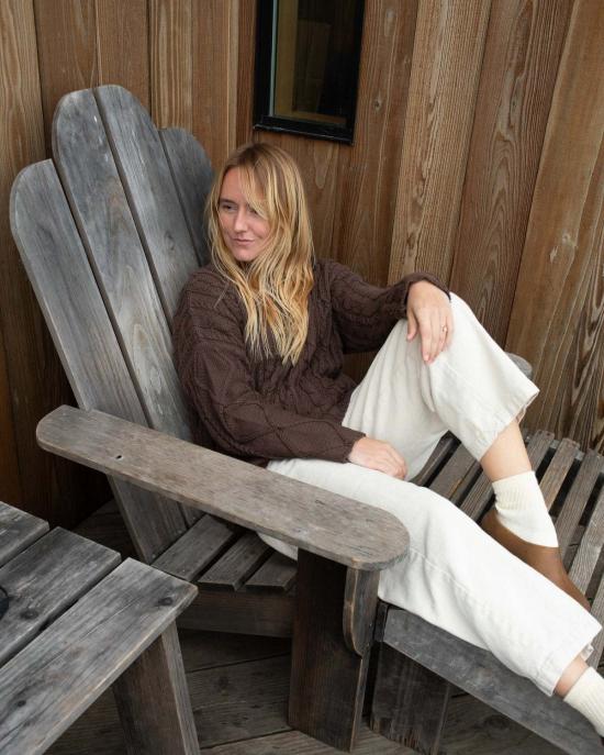  어니스트 코튼 스웨터 찰리 케이블 니트  크림/초콜릿/블랙 - HONEST COTTON