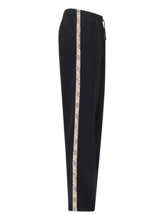  버버리 스트레이트 팬츠 체크 트랙 팬츠 블랙 - BURBERRY