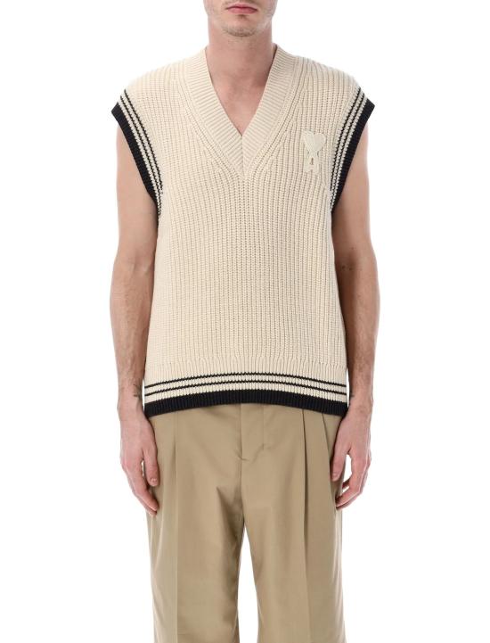  아미 스웨터 Ami Alexandre Mattiussi Ami Paris Ami De Coeur 민소매  Ecru