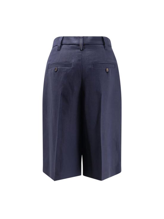  브루넬로 쿠치넬리 숏팬츠 비스코스 및 린넨 버뮤다 쇼츠 어비스 - BRUNELLO CUCINELLI