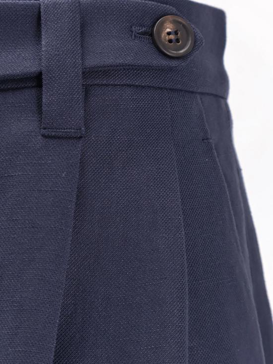  브루넬로 쿠치넬리 숏팬츠 비스코스 및 린넨 버뮤다 쇼츠 어비스 - BRUNELLO CUCINELLI