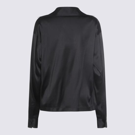  톰포드 긴팔 티셔츠 톰 포드 실크 폴로 셔츠 블랙 - TOMFORD