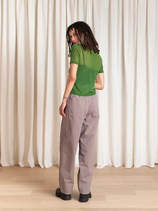  알리 골든 반팔 티셔츠 그래스 그린 뉴 메쉬 티셔츠 탑 - ALI GOLDEN