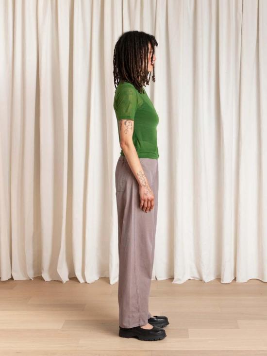  알리 골든 반팔 티셔츠 그래스 그린 뉴 메쉬 티셔츠 탑 - ALI GOLDEN