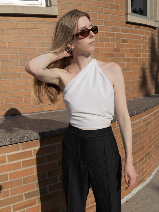  Angie Bauer 블라우스 앤지 바우어 조절 가능한 타이탑 화이트 - OTHER BRANDS