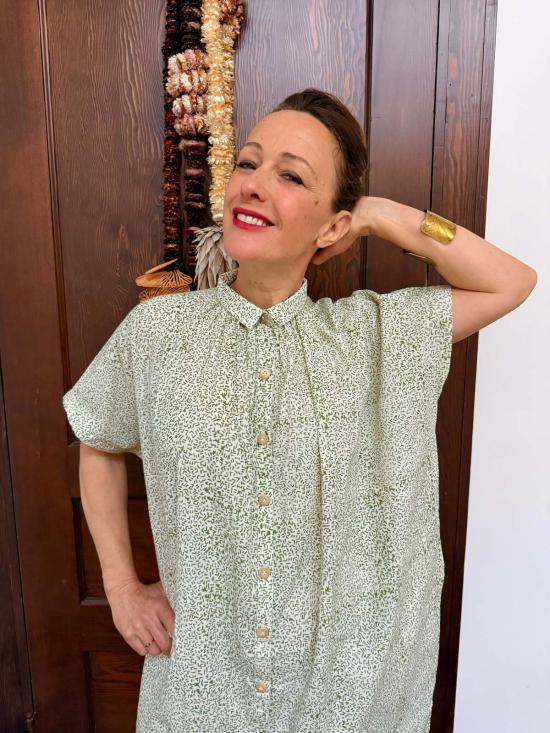  해피 프렌치 갱 롱 원피스 엘리스 그린 바이브 드레스 - HAPPY FRENCH GANG