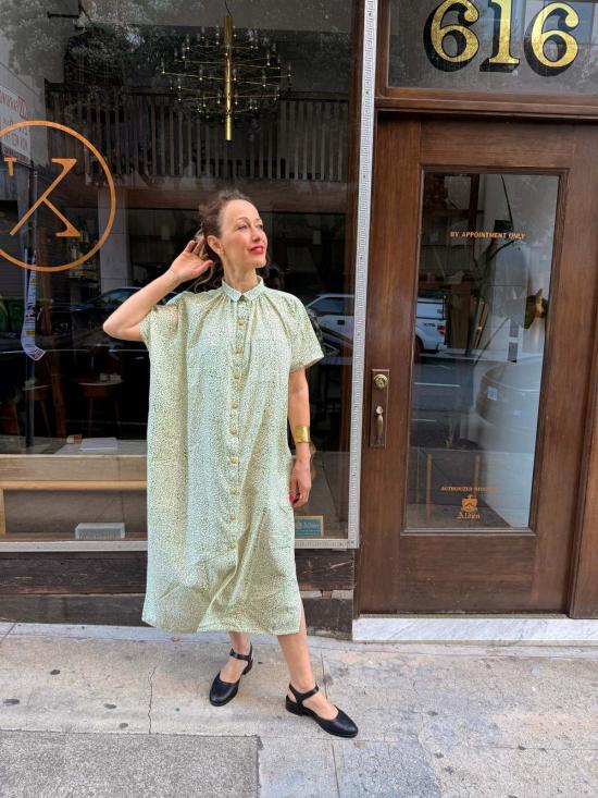  해피 프렌치 갱 롱 원피스 엘리스 그린 바이브 드레스