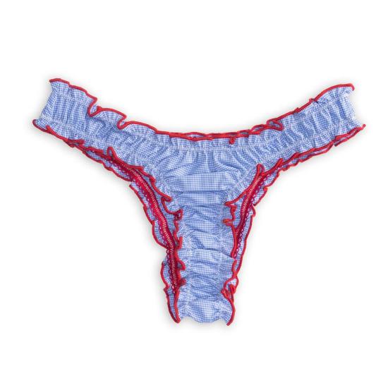  Le Boudoir Los Angeles 팬티 르부두아르로상젤스 라 제인 코튼 탕가  베이비 블루 깅엄 - OTHER BRANDS