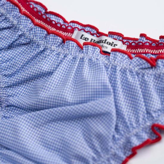  Le Boudoir Los Angeles 팬티 르부두아르로상젤스 라 제인 코튼 탕가  베이비 블루 깅엄 - OTHER BRANDS