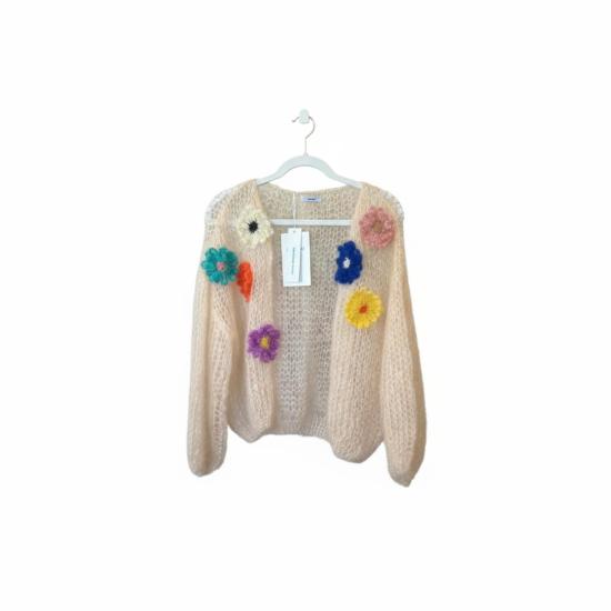  마이아미 가디건 모헤어 봄버  스웨터 소프트 애프리콧 - MAIAMI