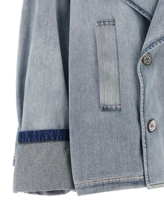 MM6 메종마르지엘라 데님 자켓 Mm6 메종 마르지엘라 더블 브레스트 재킷 라이트 블루 - MM6 MAISON MARGIELA