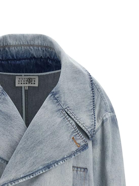  MM6 메종마르지엘라 데님 자켓 Mm6 메종 마르지엘라 더블 브레스트 재킷 라이트 블루 - MM6 MAISON MARGIELA