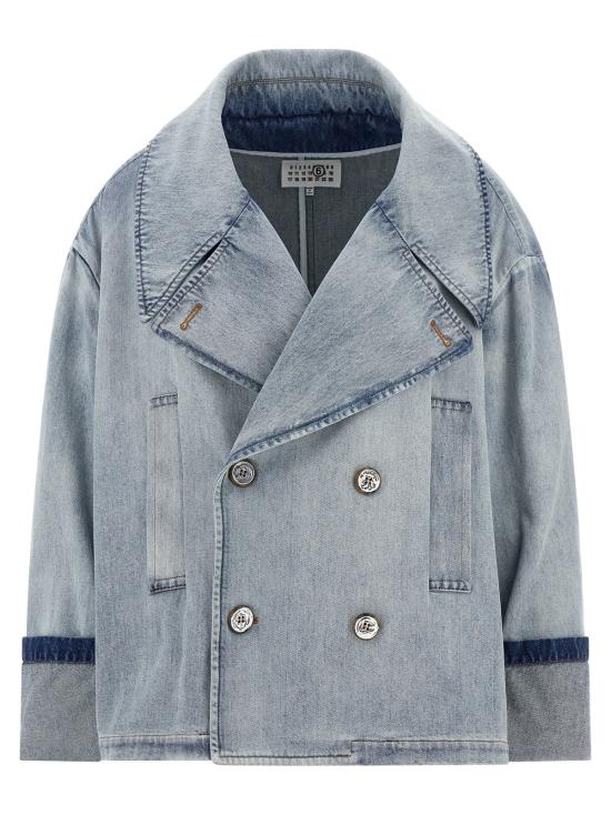  MM6 메종마르지엘라 데님 자켓 Mm6 메종 마르지엘라 더블 브레스트 재킷 라이트 블루