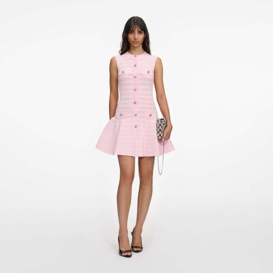  셀프 포트레이트 숏 원피스 포인트엘 다이아몬드 니트 미니 드레스