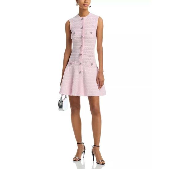  셀프 포트레이트 숏 원피스 포인트엘 다이아몬드 니트 미니 드레스 - SELF PORTRAIT