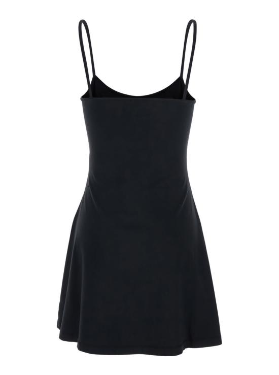  디젤 미디 원피스 얇은 어깨끈과 D 로고 플레이트가 있는  블랙 드레스 - DIESEL