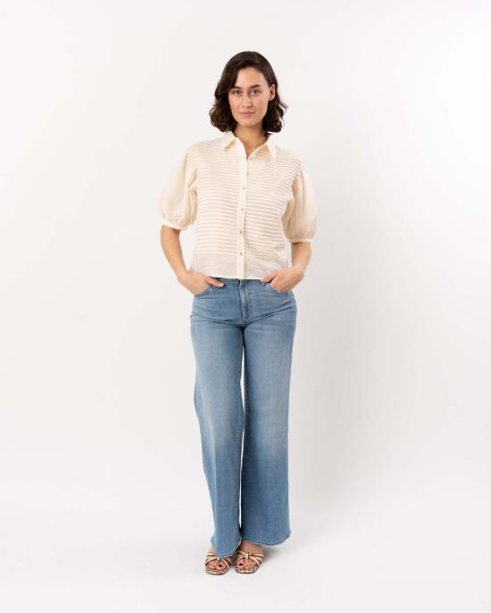  울라 존슨 블라우스 코델리아 반팔 버튼업 탑 카우리 - ULLA JOHNSON