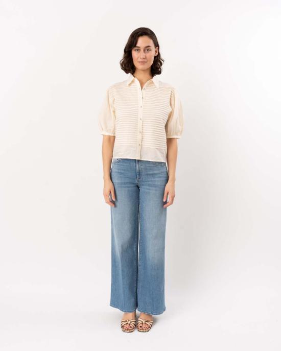  울라 존슨 블라우스 코델리아 반팔 버튼업 탑 카우리 - ULLA JOHNSON