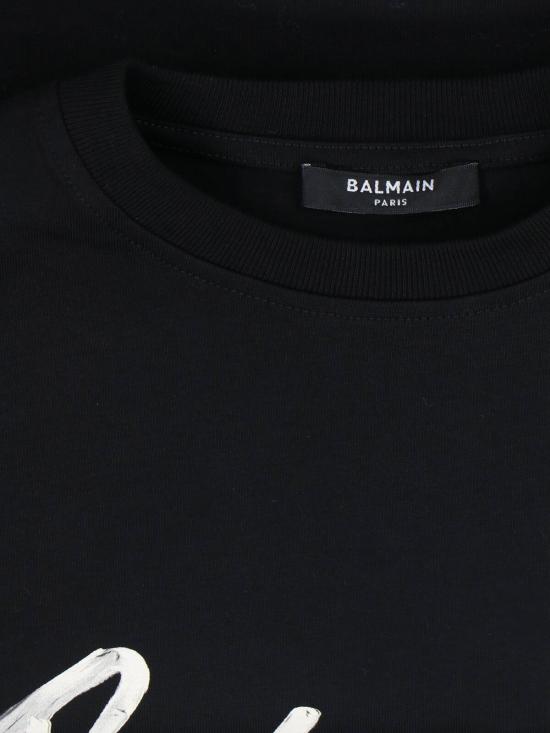  발망 반팔 티셔츠 로고 티셔츠 블랙 - BALMAIN
