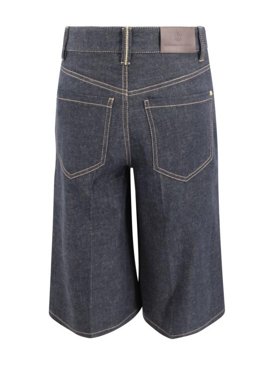  브루넬로 쿠치넬리 데님 숏팬츠 앞버튼 여밈 데님 반바지 (블루) - BRUNELLO CUCINELLI