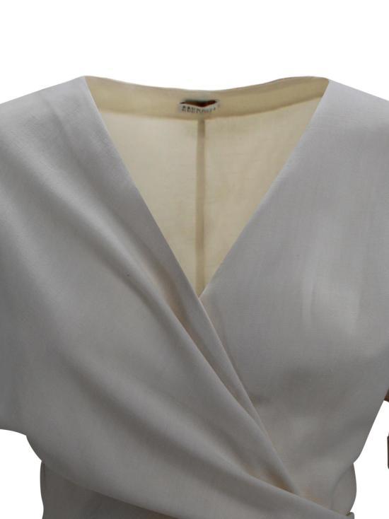  브루넬로 쿠치넬리 롱 원피스 롱 린넨 랩 드레스 크림 - BRUNELLO CUCINELLI