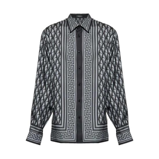  베르사체 긴팔 셔츠 Versace V Greca 셔츠 그레이/블랙