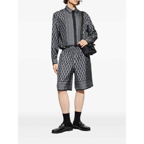  베르사체 긴팔 셔츠 Versace V Greca 셔츠 그레이/블랙 - VERSACE