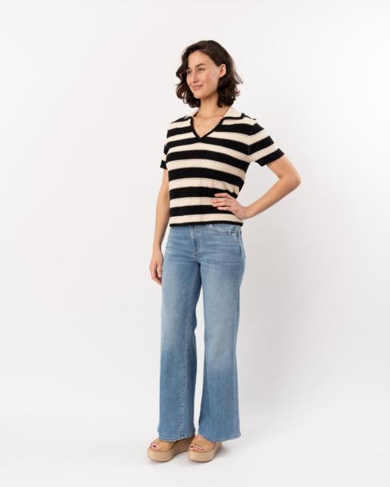  엘리엇 로렌 스웨터 스트라이프 크로셰  탑 블랙/크림 - ELLIOTT LAUREN