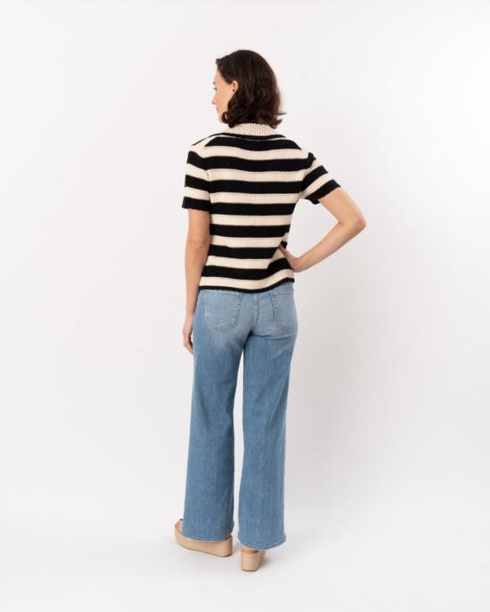  엘리엇 로렌 스웨터 스트라이프 크로셰  탑 블랙/크림 - ELLIOTT LAUREN