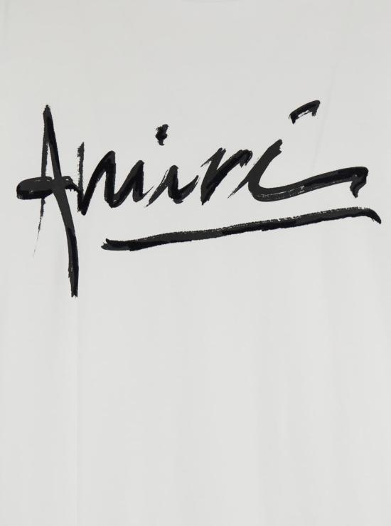  아미리 반팔 티셔츠 로고 크루넥 티셔츠 화이트 - AMIRI