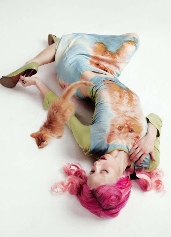  타일러 맥길리버리 미디 스커트 컬렉터 스커트 고양이 초상화 - TYLER MCGILLIVARY