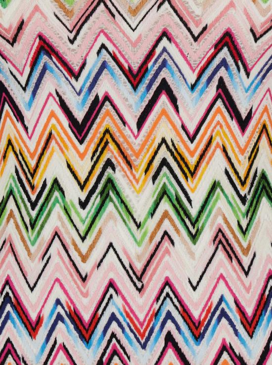  미소니 롱 원피스 미쏘니 크루넥 롱 드레스, 전체 지그재그 패턴, 멀티컬러 - MISSONI