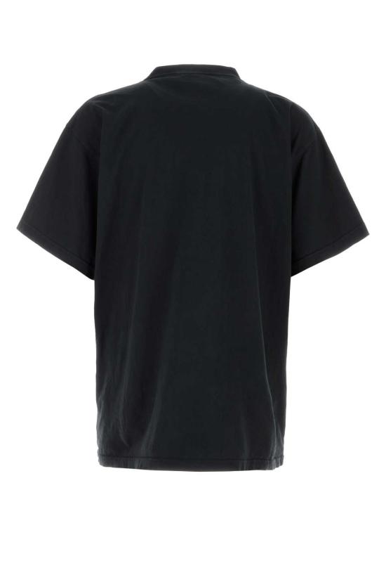  발렌시아가 반팔 티셔츠 슬레이트 코튼 오버사이즈 티셔츠 페이드 W 블랙/라이트 블루/화이트 - BALENCIAGA