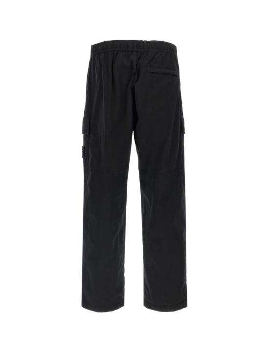  스톤 아일랜드 스트레이트 팬츠 스트레치 오가닉 코튼 팬츠 블랙 - STONE ISLAND